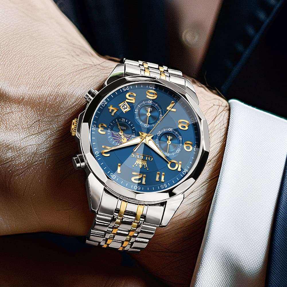 OLEVS 3676 Quartz 3D Rhombic Chronograph Watch For Men