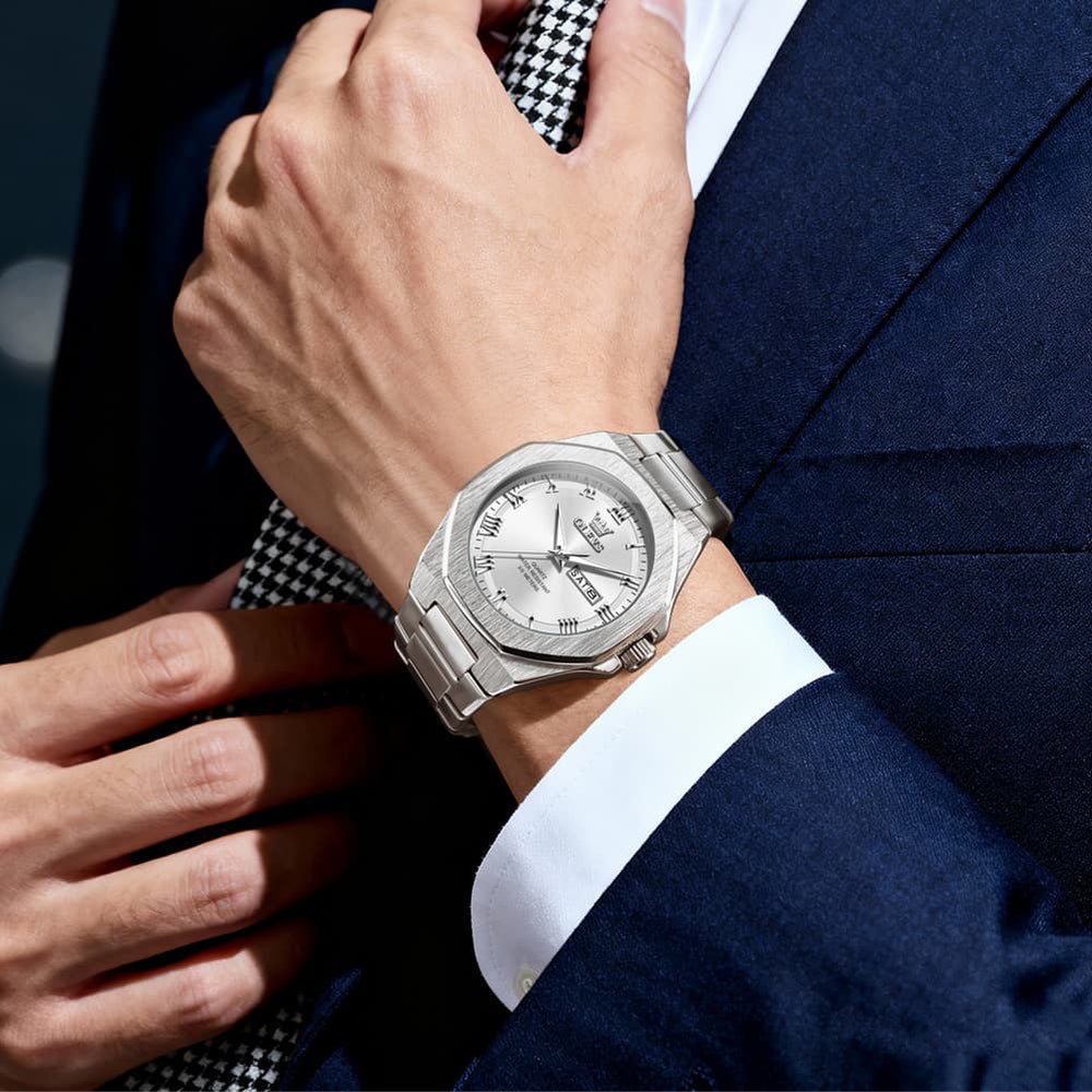OLEVS 3727 Geometric Luminous Quartz Watch for Men - Gold Watch | Olevs Watch Store
