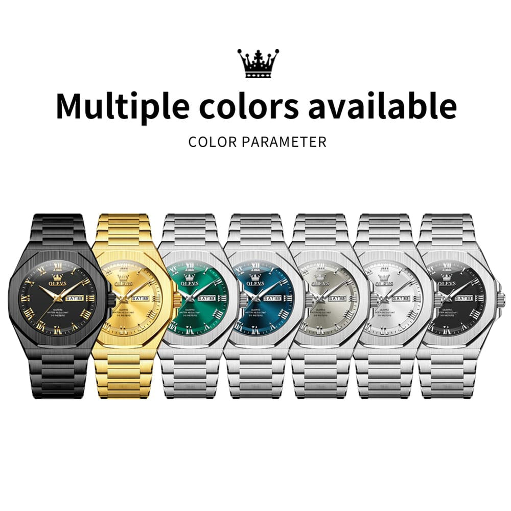OLEVS 3727 Geometric Luminous Quartz Watch for Men - Gold Watch | Olevs Watch Store