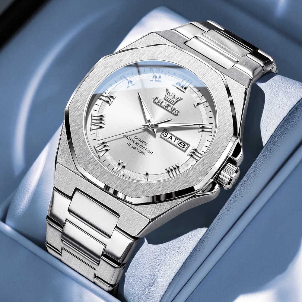 OLEVS 3727 Geometric Luminous Quartz Watch for Men - Gold Watch | Olevs Watch Store