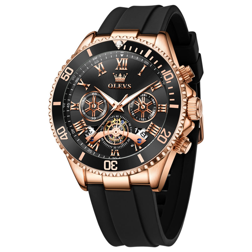 OLEVS 3730 Rose Gold Black front view