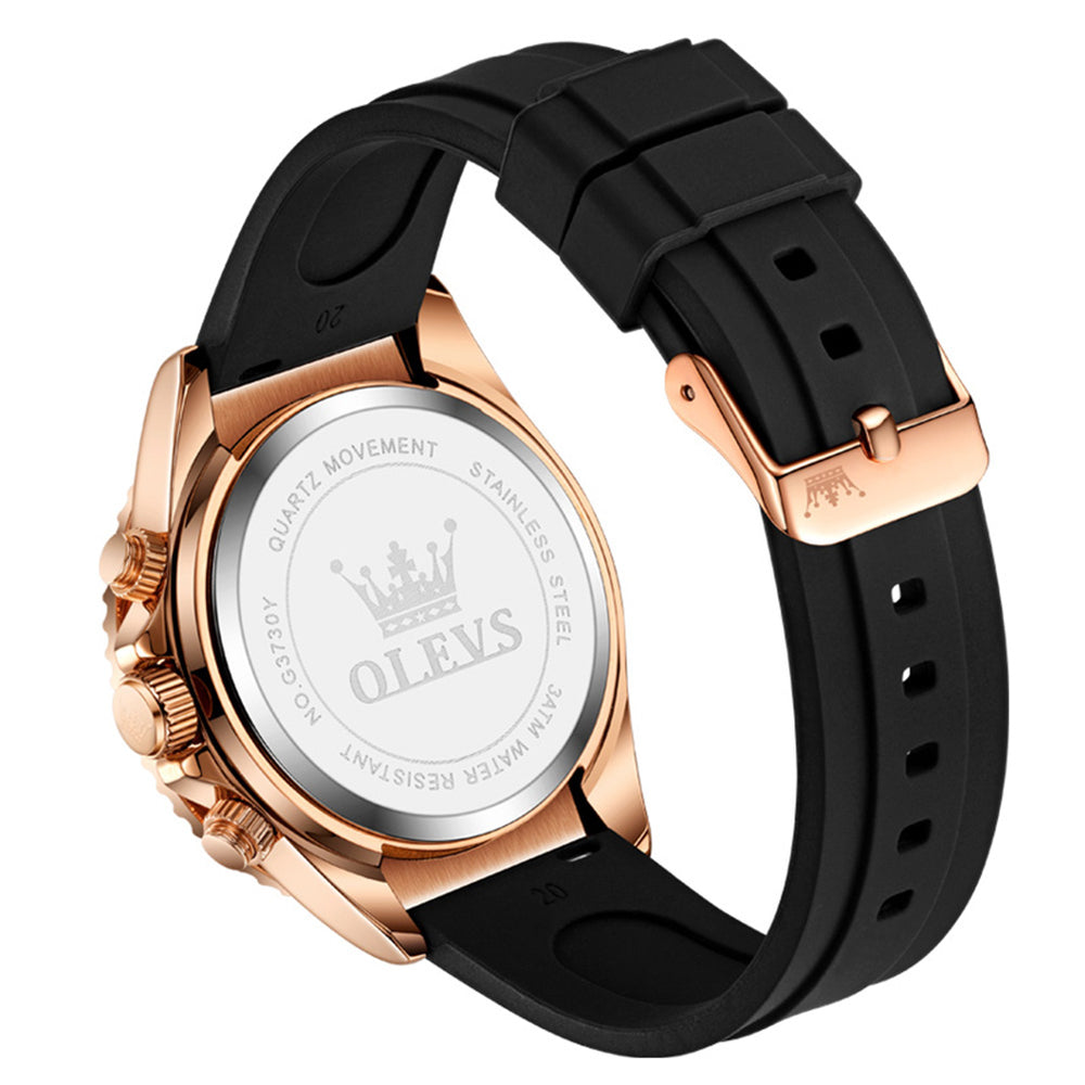 OLEVS 3730 quartz caseback silicone strap and pin buckle