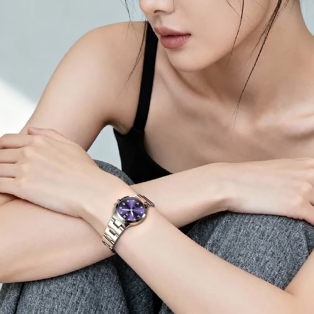 OLEVS 3735 Elegant Small Dial Luminous Quartz Watch for Women - Silver Blue Watch | Olevs Watch Store