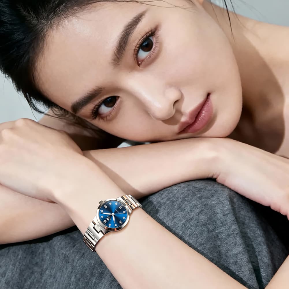 OLEVS 3735 Elegant Small Dial Luminous Quartz Watch for Women - Silver Blue Watch | Olevs Watch Store