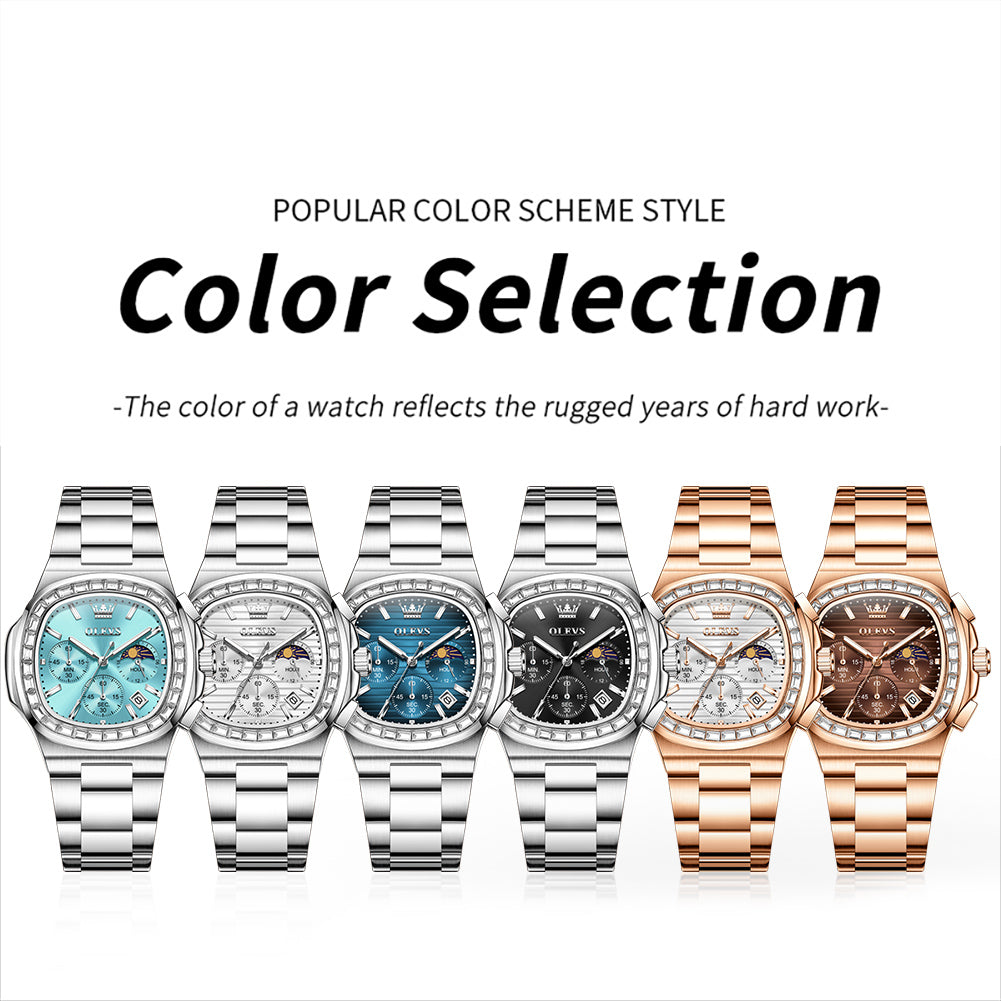 OLEVS 3739 cushion case quartz chronograph watch view 123