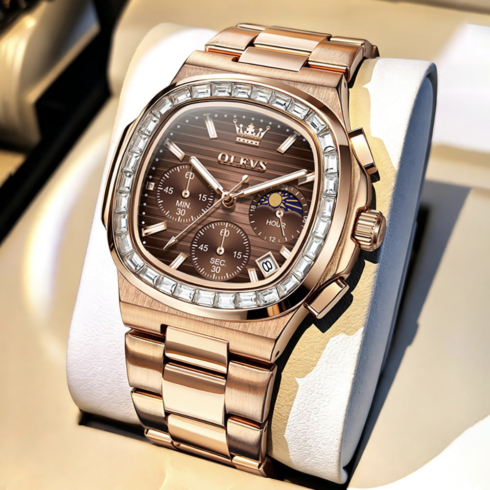 OLEVS 3739 cushion case quartz chronograph watch view 28