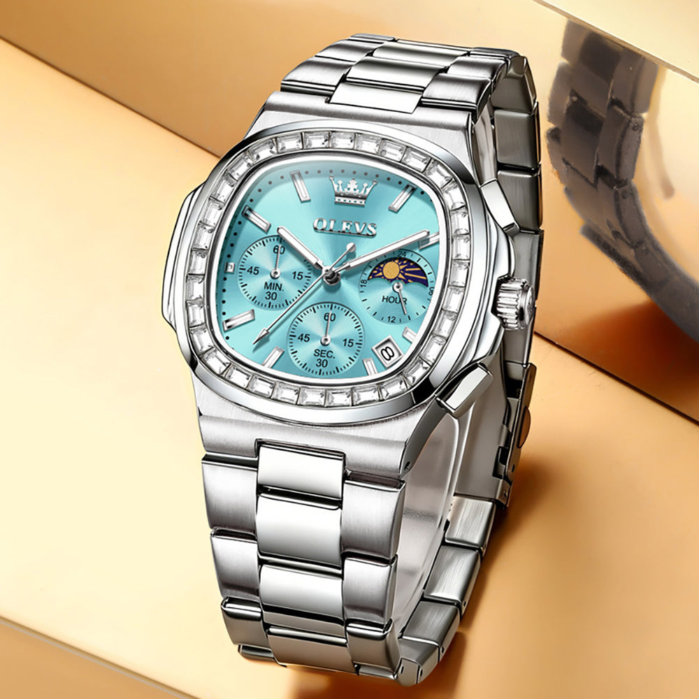 OLEVS 3739 cushion case quartz chronograph watch view 45