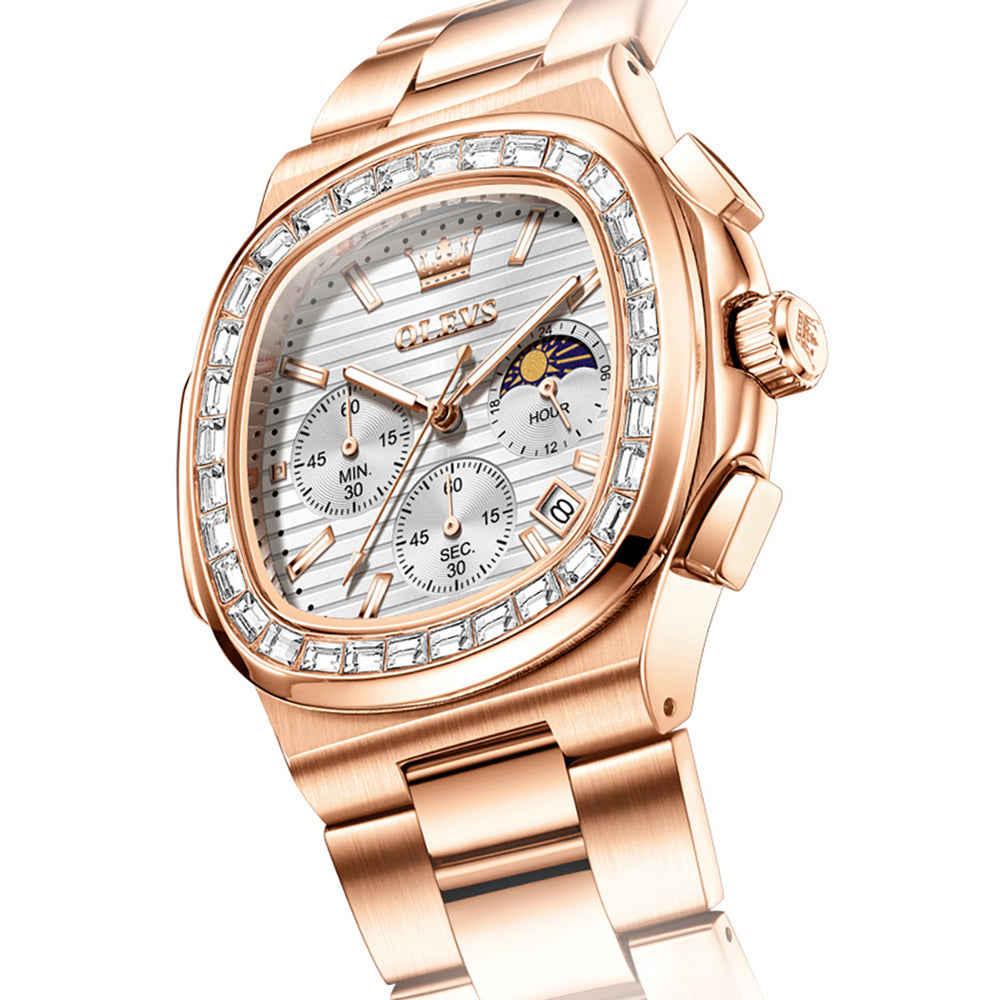 OLEVS 3739 cushion case quartz chronograph watch view 5