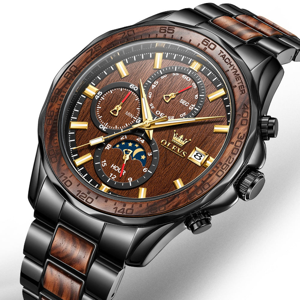 OLEVS 3750 Rosewood Brown dial close-up