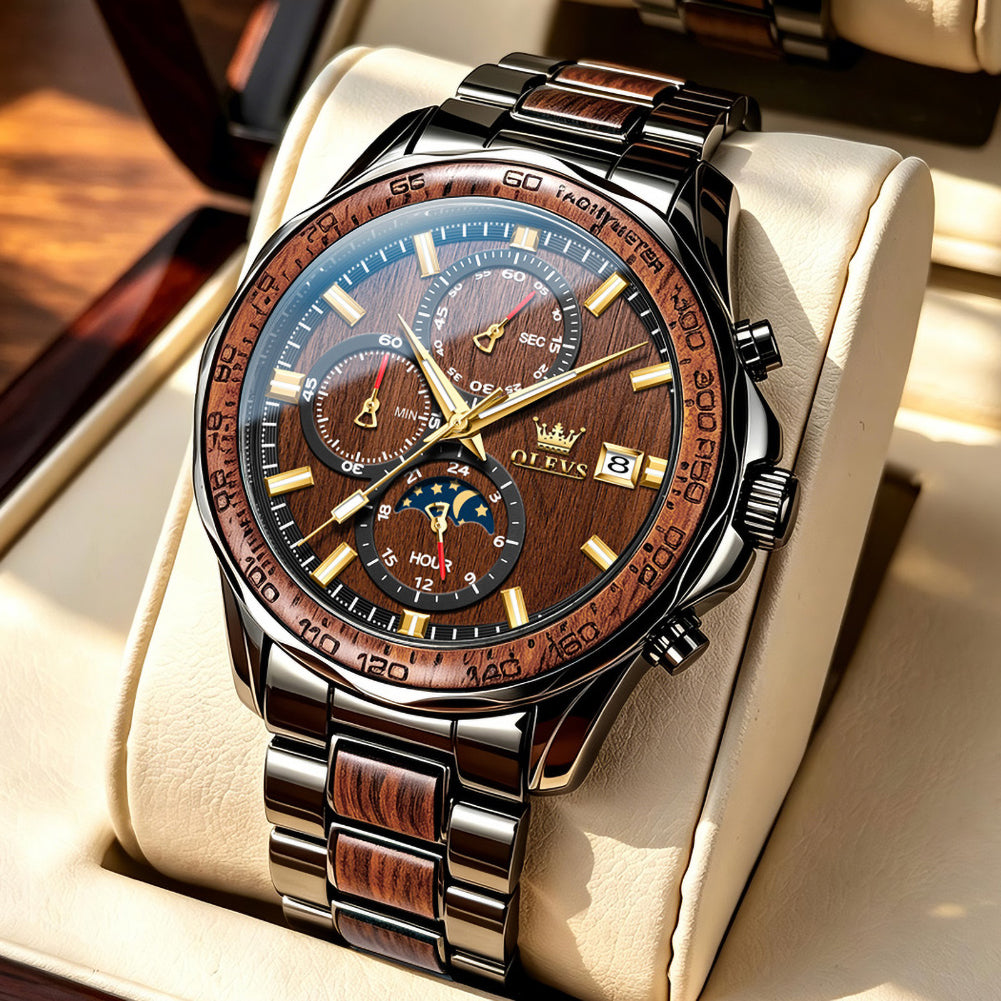 OLEVS 3750 Rosewood Brown bracelet and case styling