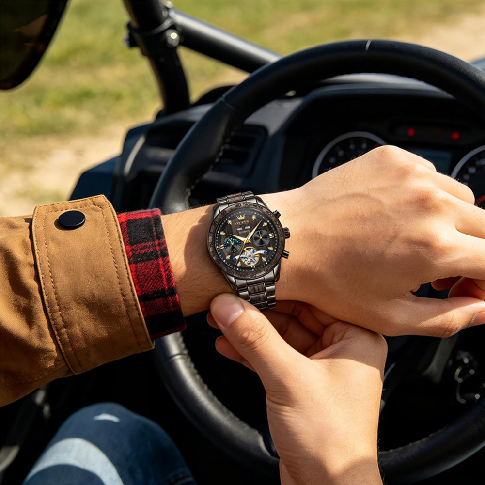 OLEVS 3751 African Blackwood watch on wrist