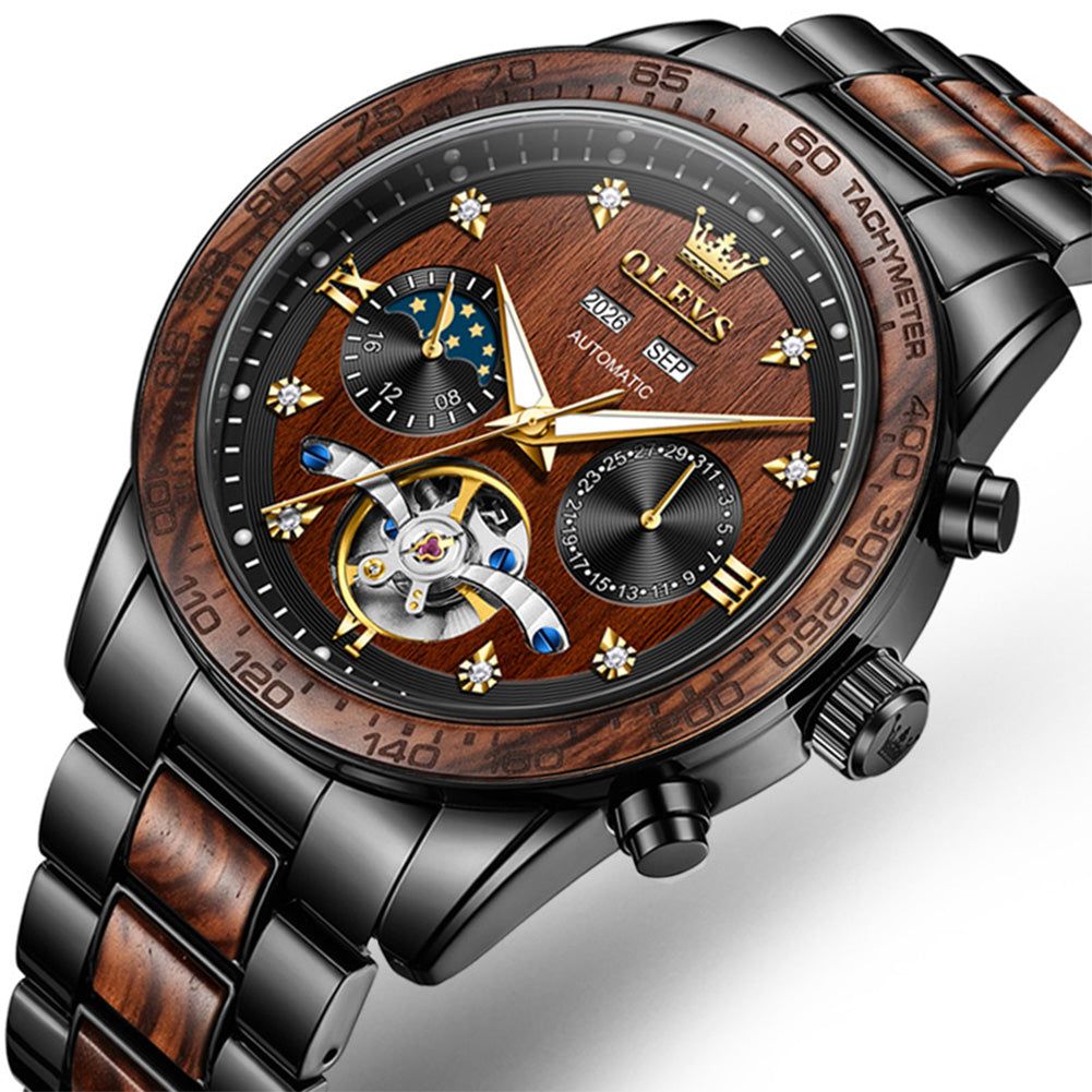 OLEVS 3751 Brazilian Rosewood dial close up
