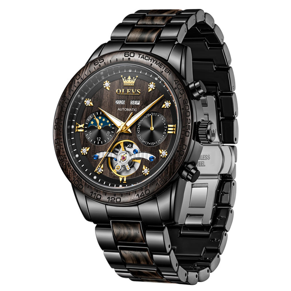 OLEVS 3751 Ebony automatic mechanical watch front view
