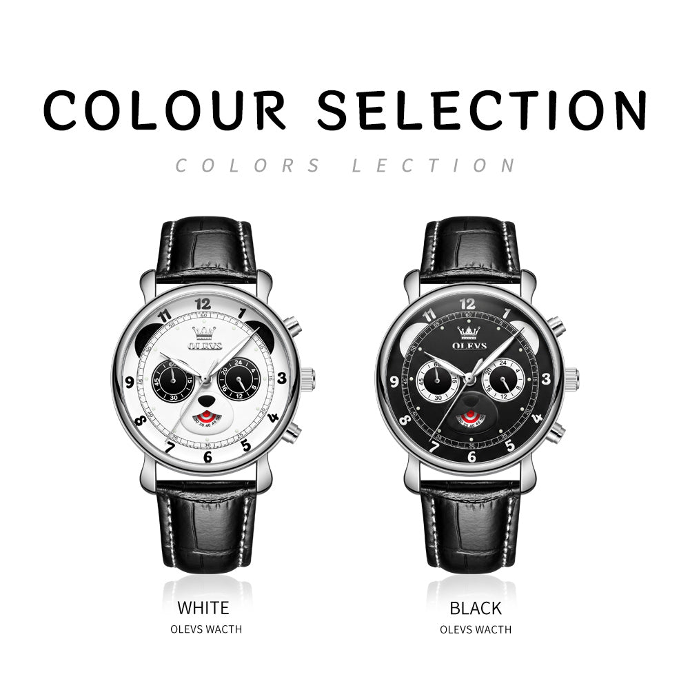 OLEVS 3753 black PU strap and pin buckle