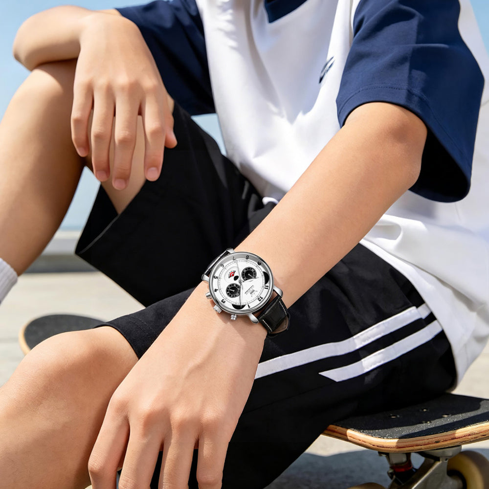 OLEVS 3753 men's panda chronograph lifestyle image
