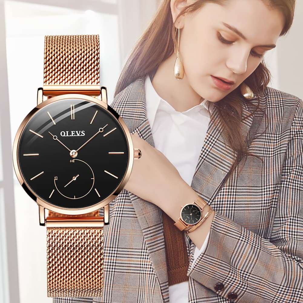 OLEVS 5190 Ultra Thin Sub Dial Quartz Watch for Women