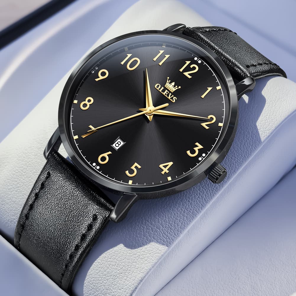 OLEVS 5653 Ultra Thin Couple Watch Milanese Mesh and Leather Strap Date Timepiece for Men and Women - Olevs Watch Store
