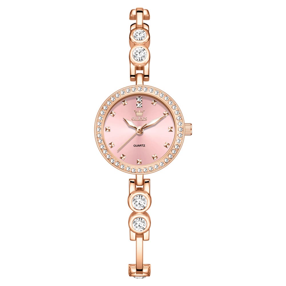 OLEVS 5670 Crystal Bracelet Watch Dainty Bangle Zircon Bezel Quartz Jewelry Timepiece for Women - Olevs Watch Store