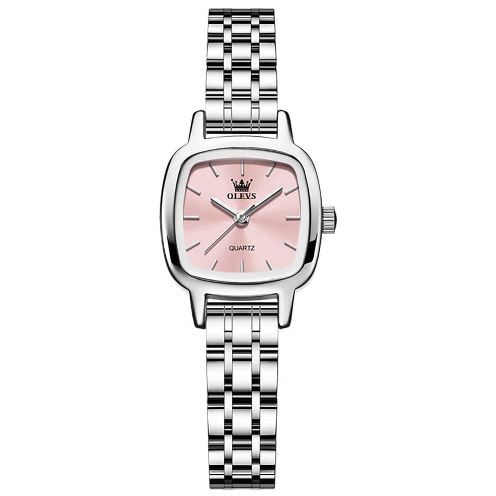 OLEVS 5675 Petite Square Watch Vintage Dress Stainless Steel Bracelet Quartz Timepiece for Women - Olevs Watch Store