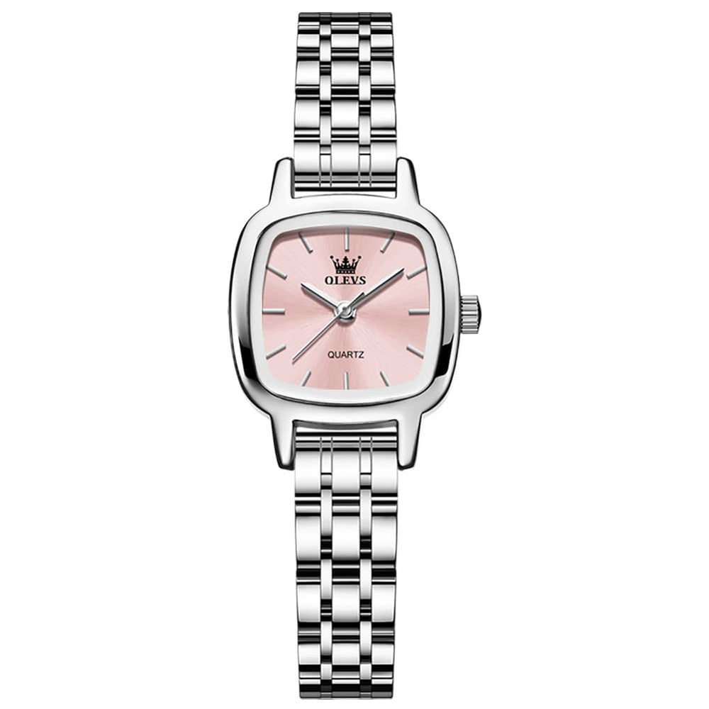 OLEVS 5675 Petite Square Watch Vintage Dress Stainless Steel Bracelet Quartz Timepiece for Women - Olevs Watch Store