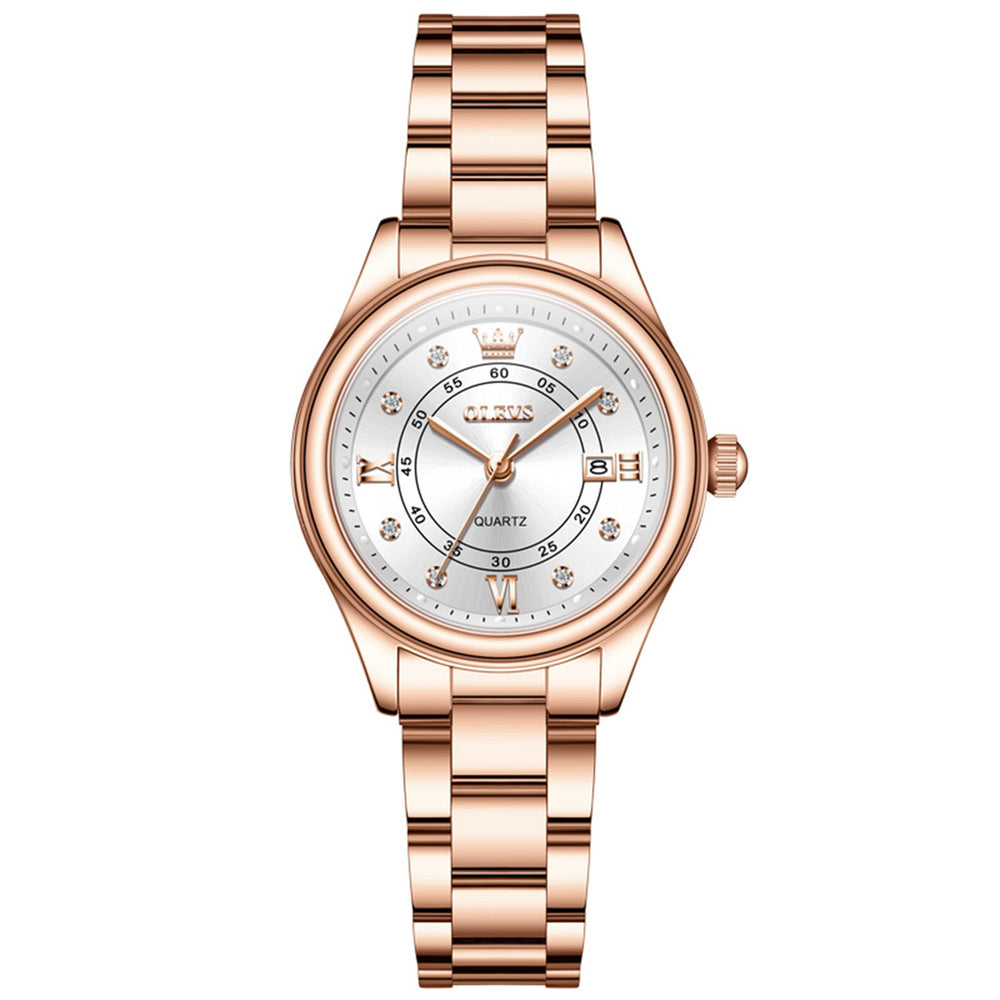 OLEVS 5683 Rose Gold White front view