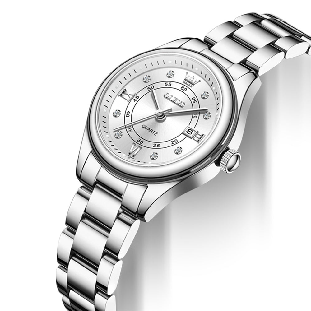 OLEVS 5683 Silver White dial close-up