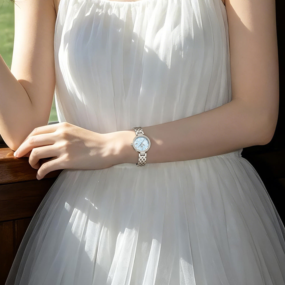 OLEVS 5689 Silver Blue wrist view