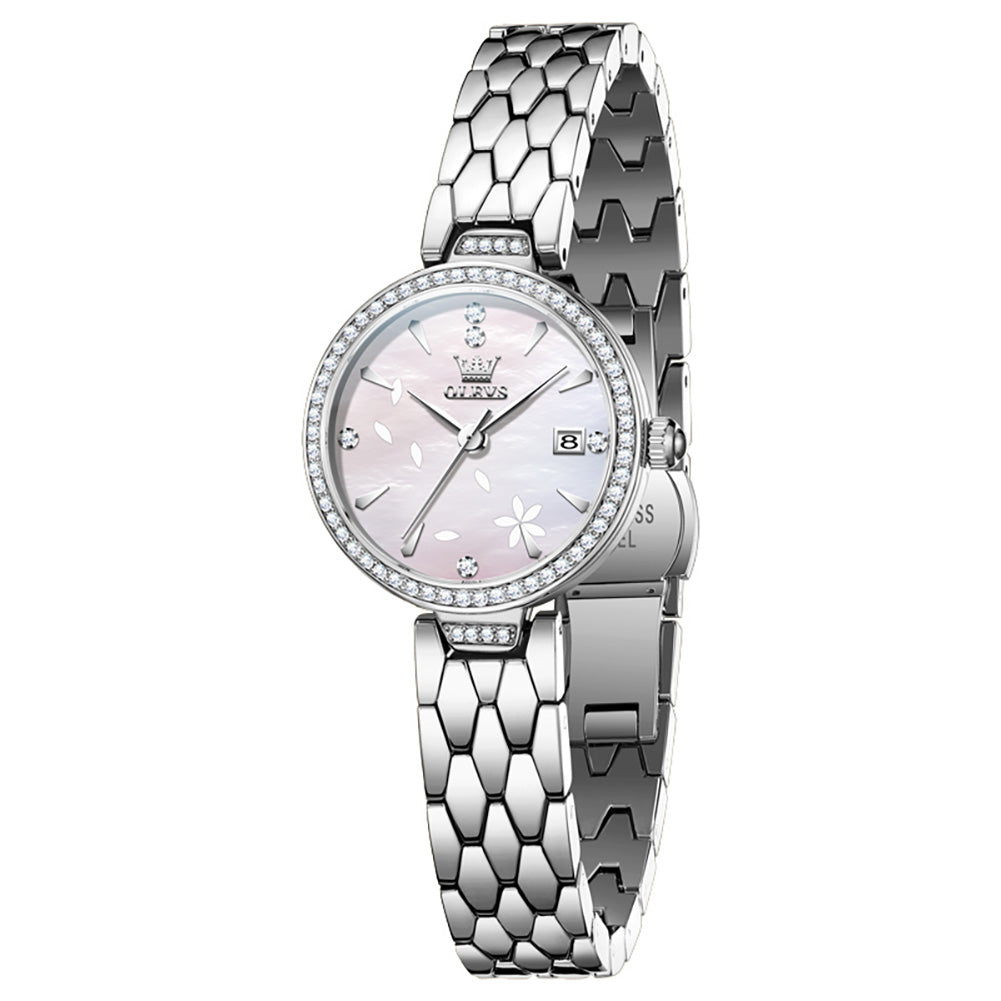 OLEVS 5689 Silver White front view