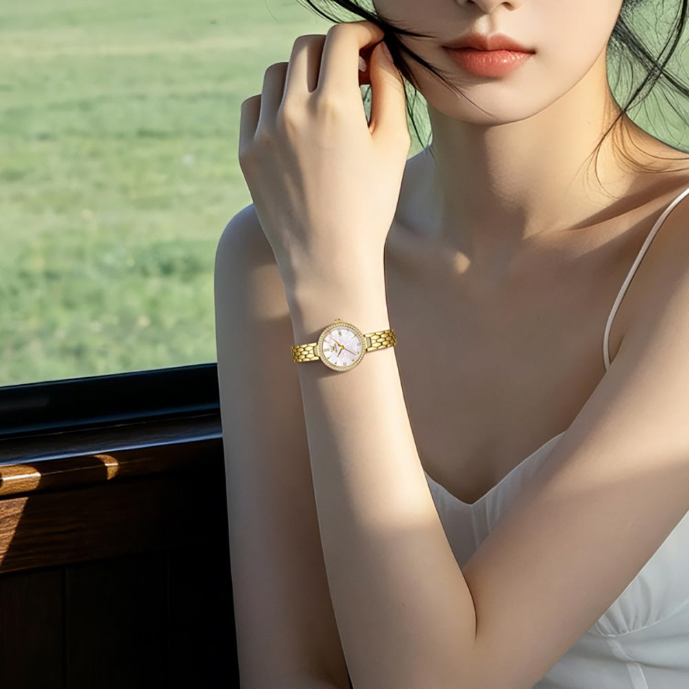 OLEVS 5689 Gold White wrist view
