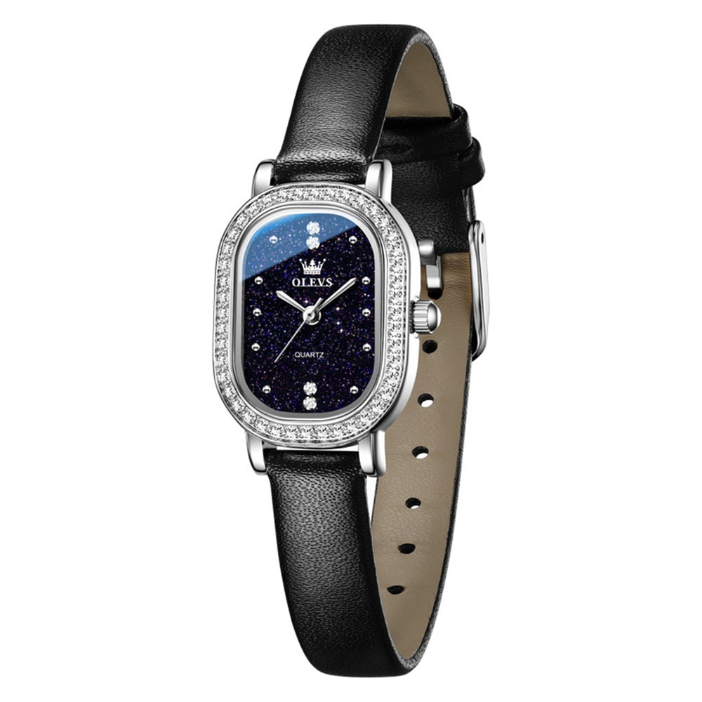 OLEVS 5697 Leather Silver Blue front