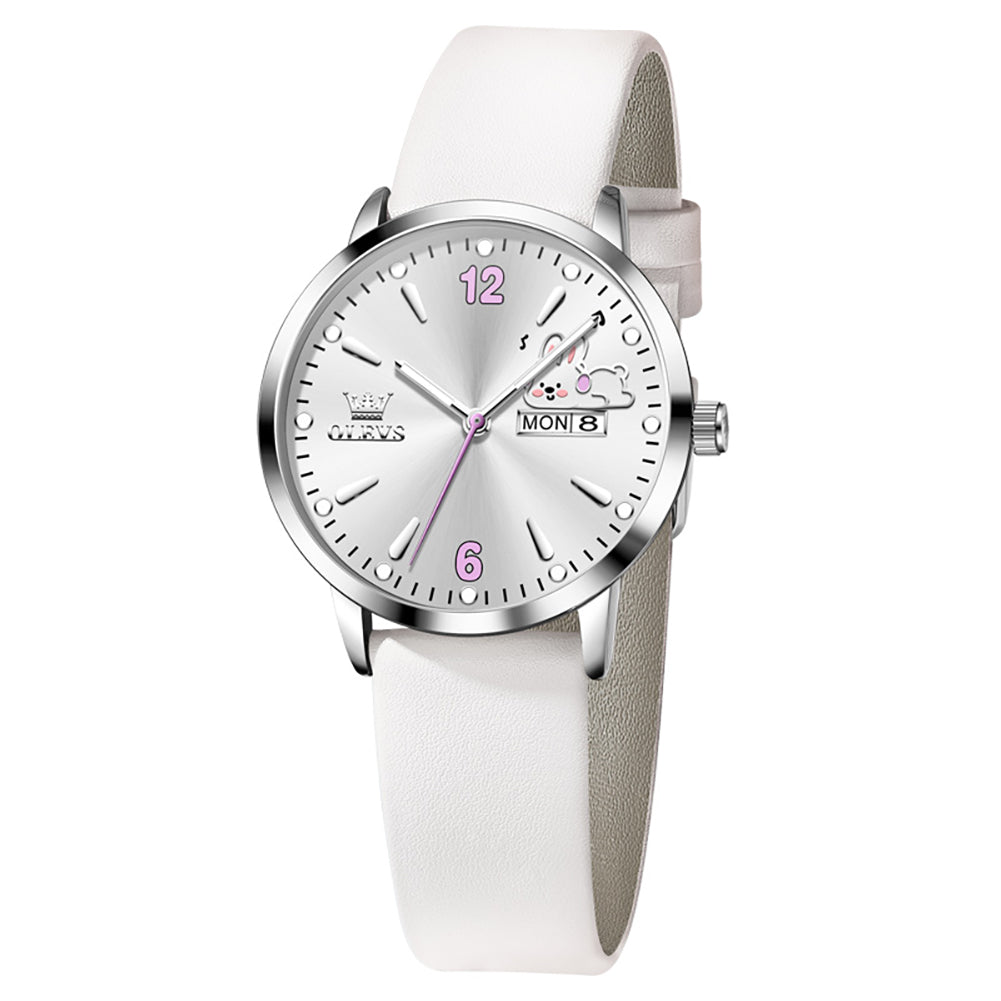 OLEVS 5700 bunny day date quartz watch view 1