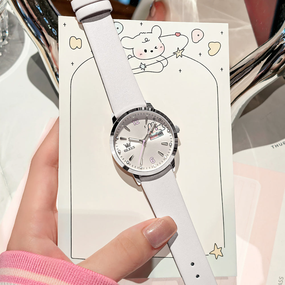 OLEVS 5700 bunny day date quartz watch view 37