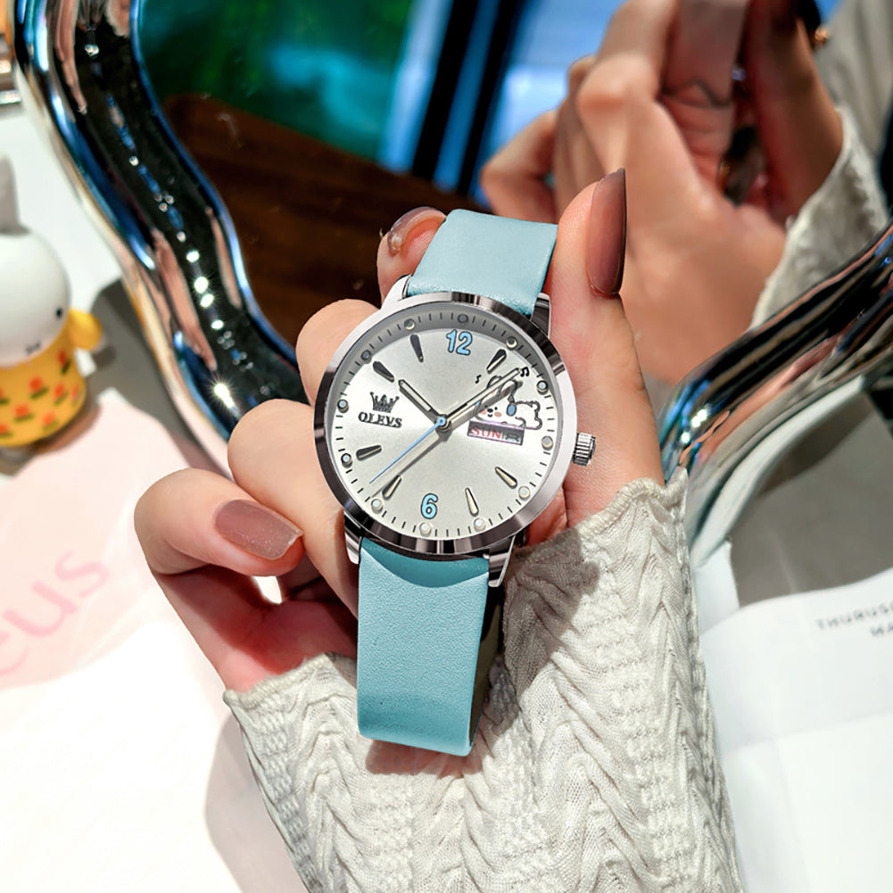 OLEVS 5700 bunny day date quartz watch view 44
