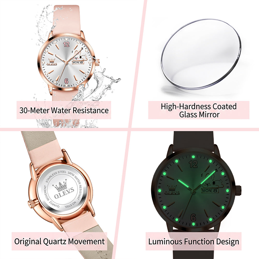 OLEVS 5700 bunny day date quartz watch view 57