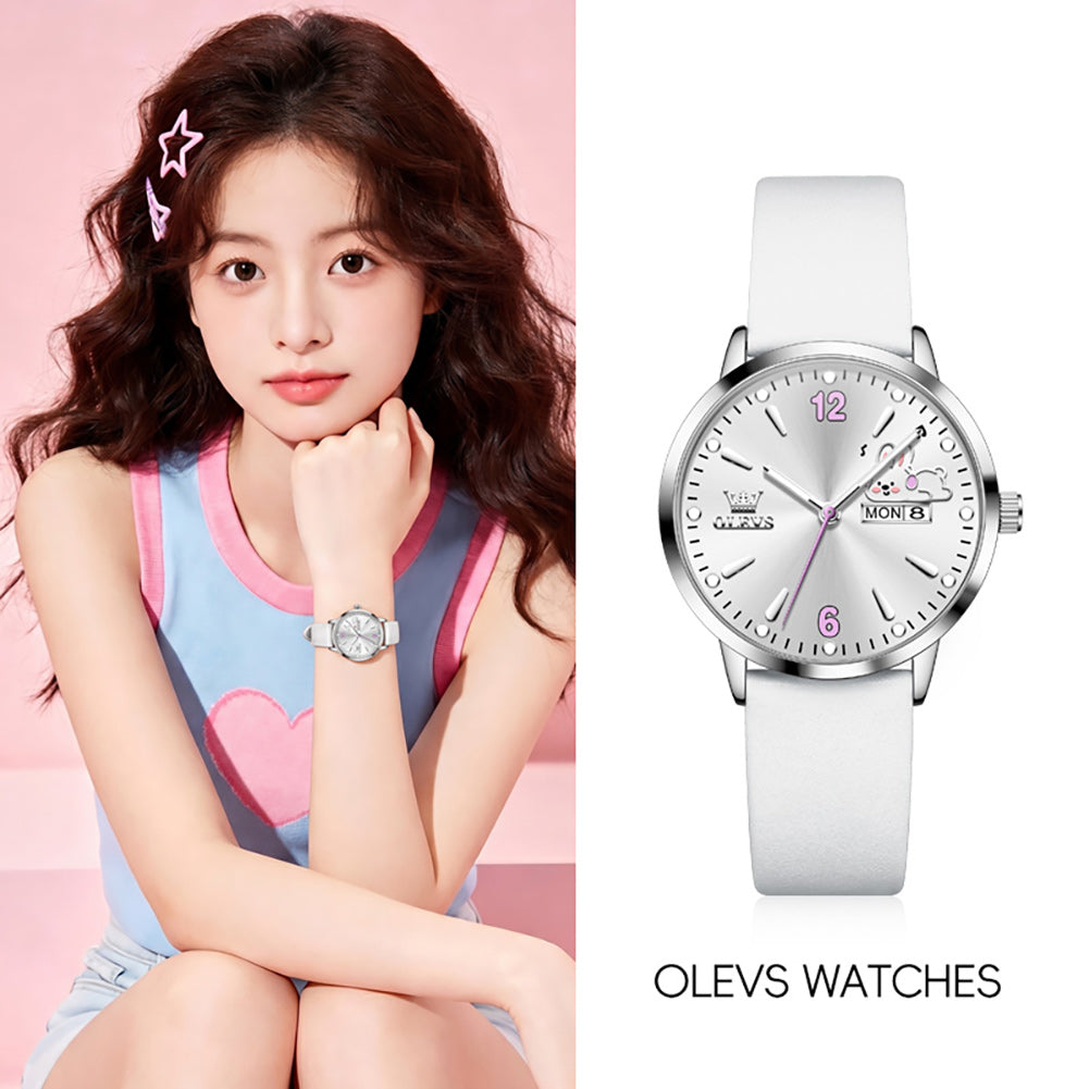 OLEVS 5700 bunny day date quartz watch view 58