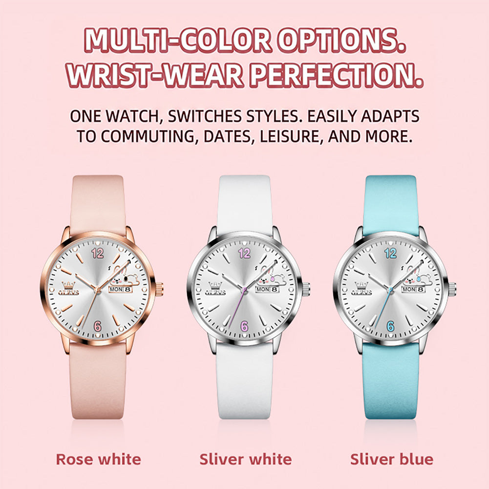 OLEVS 5700 bunny day date quartz watch view 61