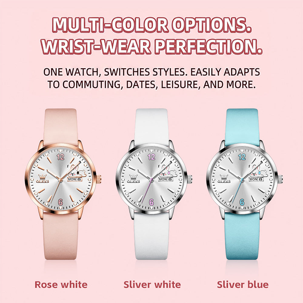 OLEVS 5700 bunny day date quartz watch view 61