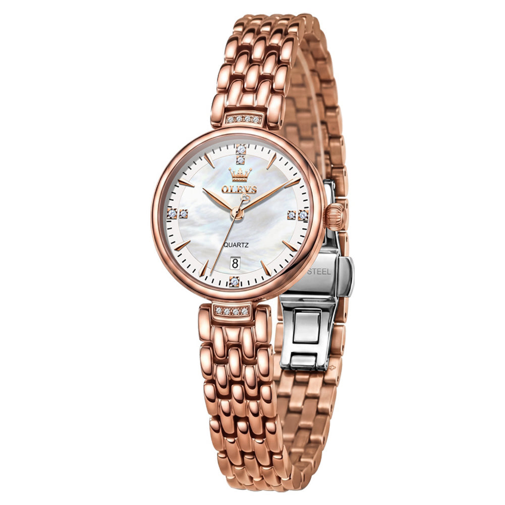 OLEVS 5710 Rose Gold White front view