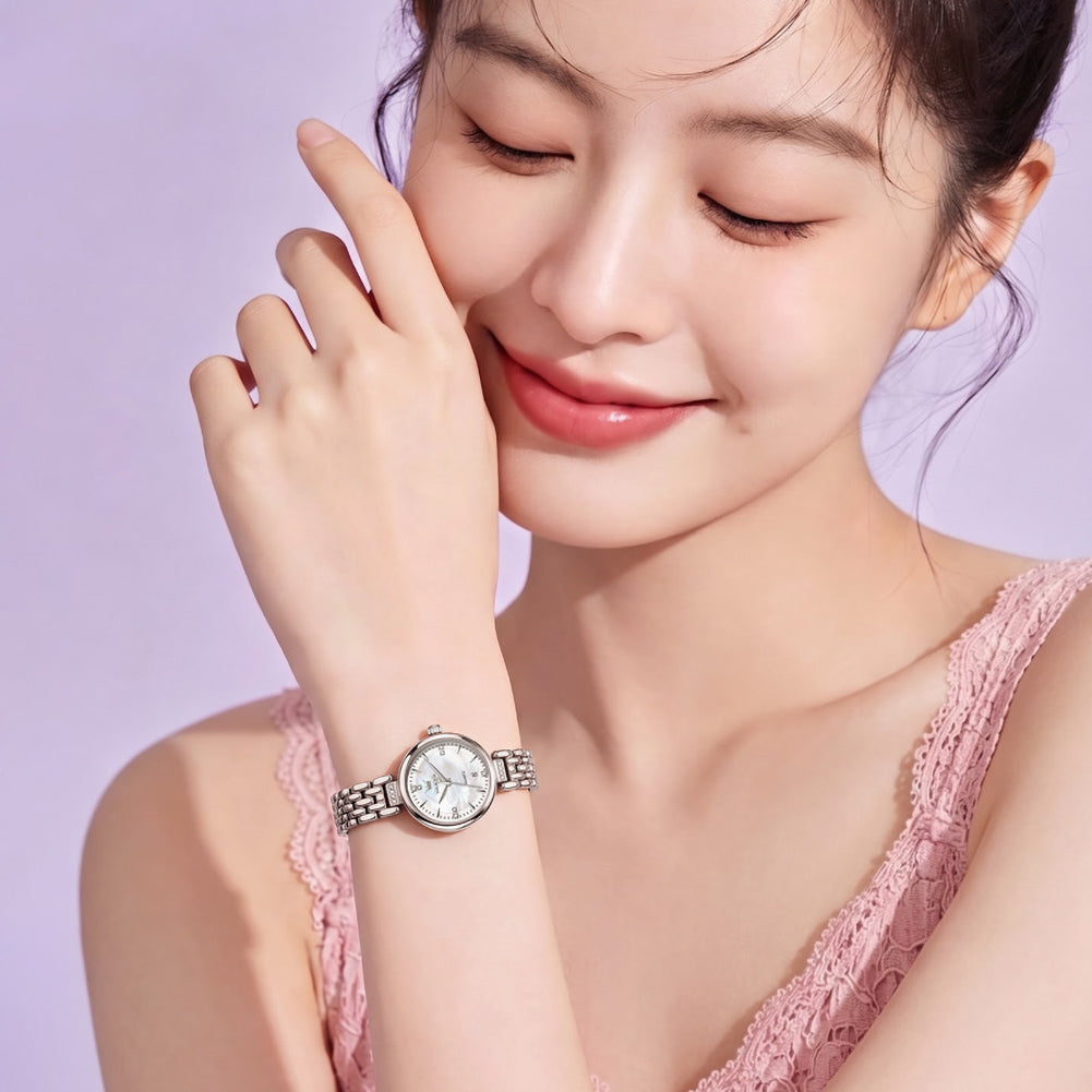 OLEVS 5710 Silver White wrist styling