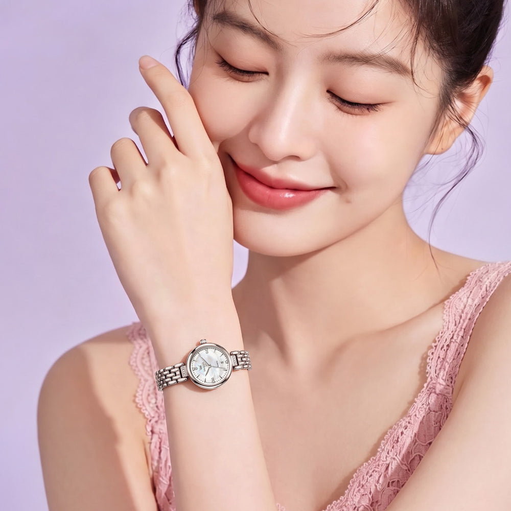 OLEVS 5710 Silver White wrist styling