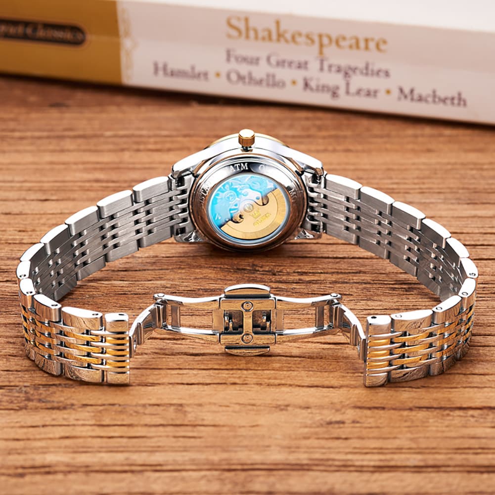 OLEVS 6630 Petite Sunburst Mechanical Watch for Women - All Gold Watch | Olevs Watch Store