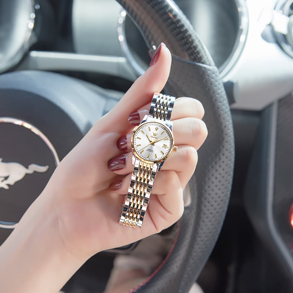 OLEVS 6635 Stainless Steel Automatic Mechanical Watch for Women - All Gold Watch | Olevs Watch Store
