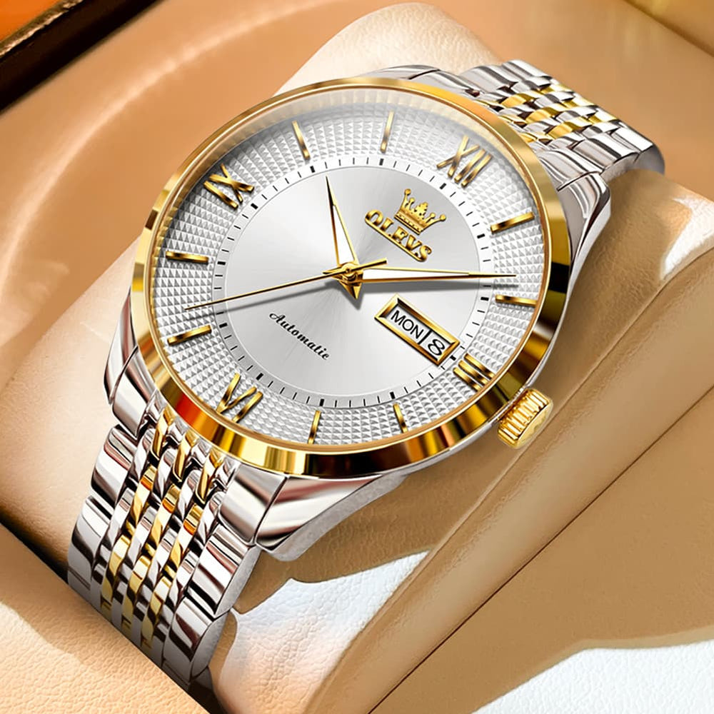 OLEVS 6657 Stainless Steel Automatic Mechanical Watch for Men - All Gold Watch | Olevs Watch Store