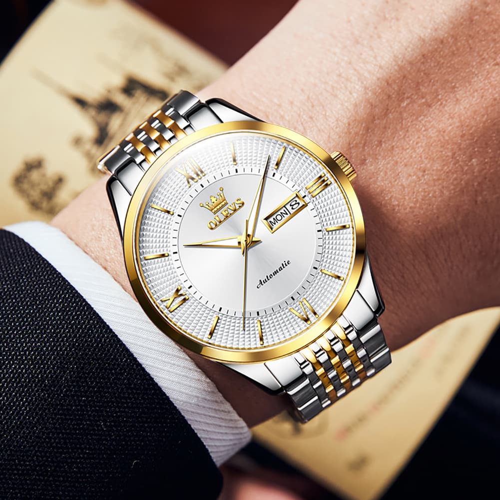 OLEVS 6657 Stainless Steel Automatic Mechanical Watch for Men - All Gold Watch | Olevs Watch Store