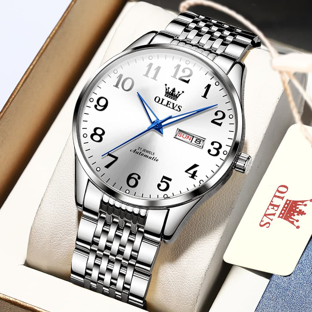 OLEVS 6666 Stainless Steel Mechanical Big Numeral Watch for Men - All Gold Watch | Olevs Watch Store