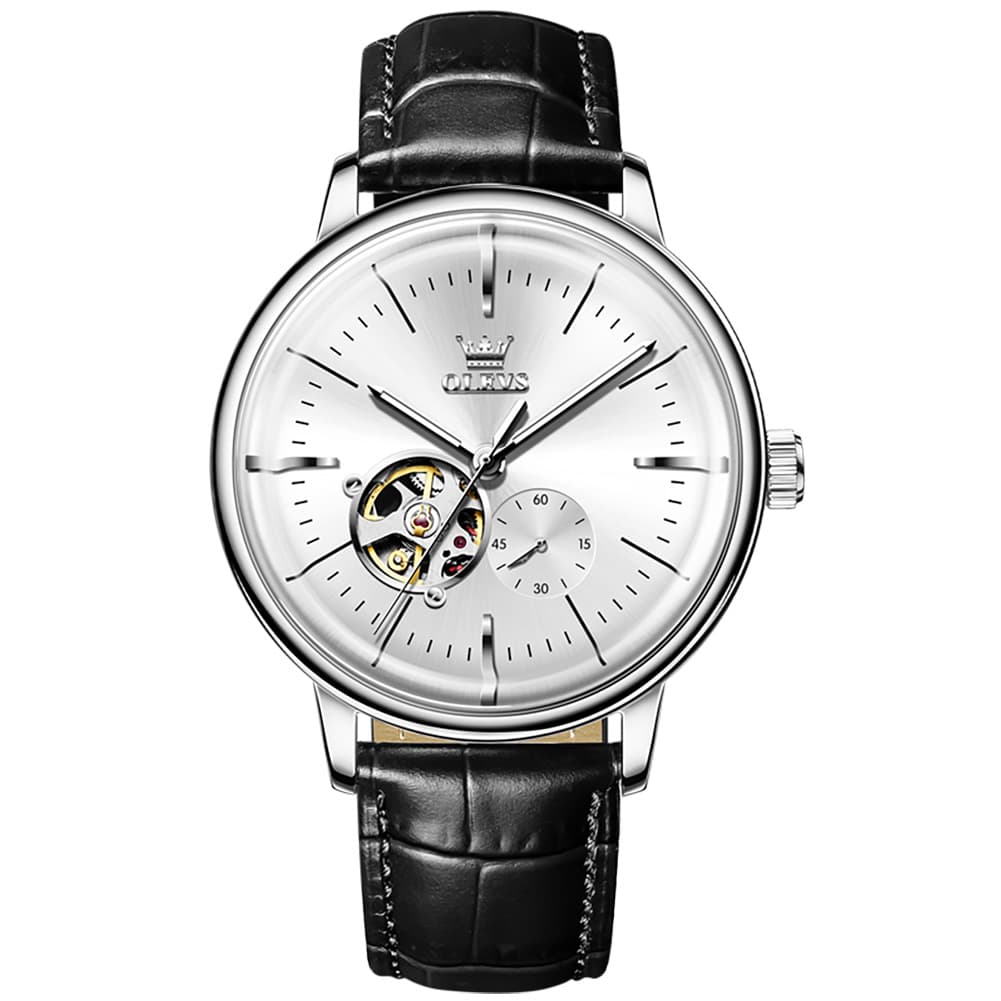 OLEVS 6708 Domed Crystal Open Heart Mechanical Watch For Men - Steel All Gold Watch | Olevs Watch Store