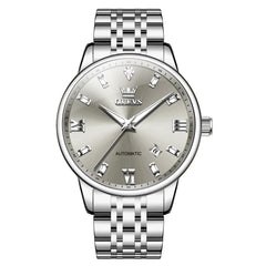 OLEVS 6723 Diamond Roman Numeral Automatic Mechanical Watch For Men - Dark Gray Watch | Olevs Watch Store