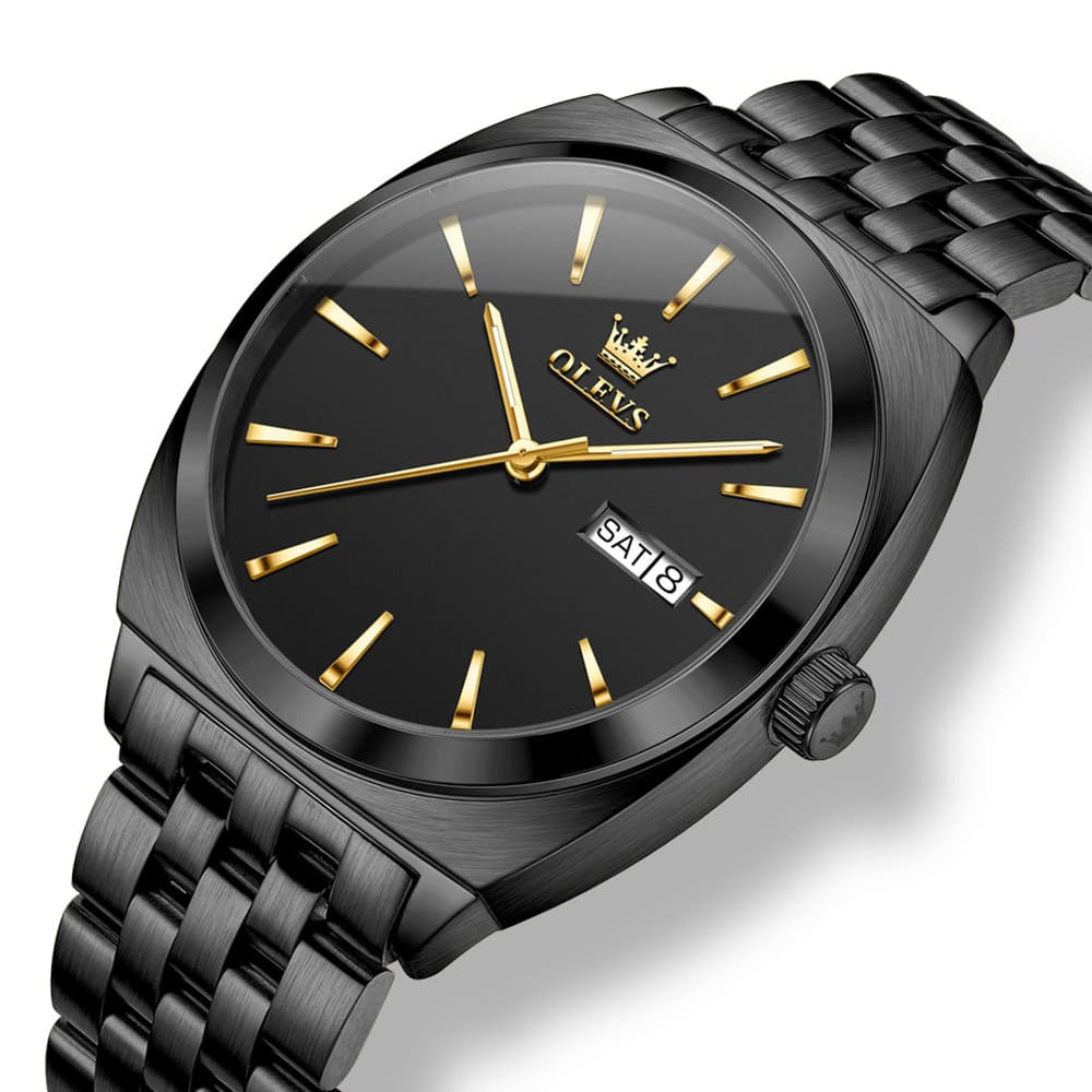 OLEVS 6730 Automatic Tonneau Mechanical Watch For Men - All Black Watch | Olevs Watch Store