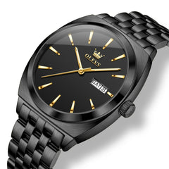 OLEVS 6730 Automatic Tonneau Mechanical Watch For Men - All Black Watch | Olevs Watch Store