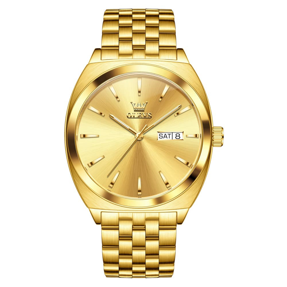 OLEVS 6730 Automatic Tonneau Mechanical Watch For Men - All Gold Watch | Olevs Watch Store